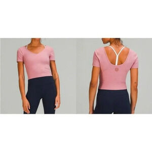 Pure Barre Circle P Fitted Crop Top Pink Large